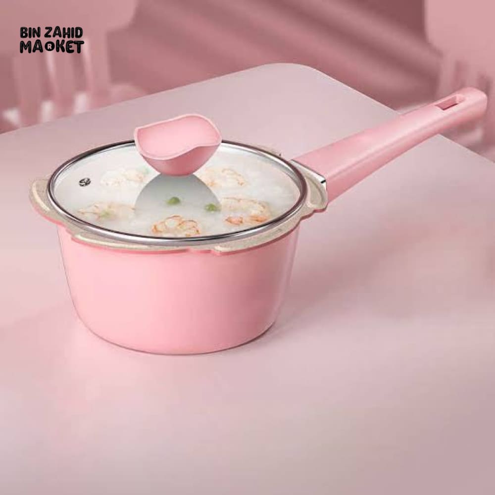 NON STICK SAUCEPAN WITH GLASS LID - PINK