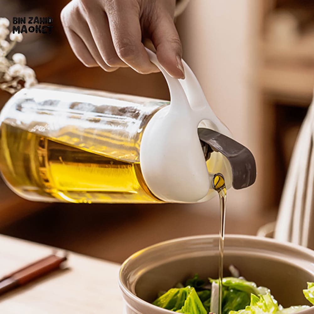 NORDIC GLASS OIL POT WITH SCALE – DRIP-FREE KITCHEN OIL DISPENSER FOR OLIVE OIL & SAUCES