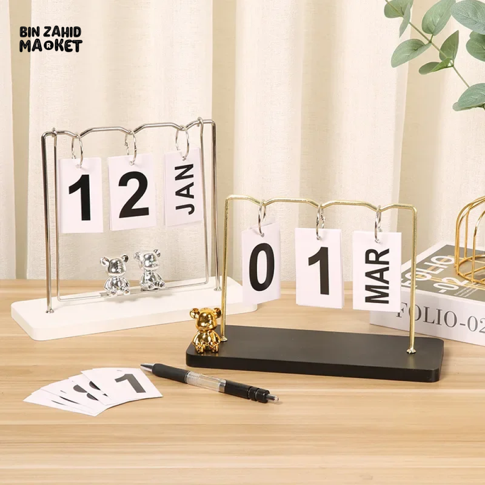 NORDIC WOODEN FLIP-PAGE DESKTOP CALENDAR MINI DECOR FOR HOME BEDROOM OFFICE & ENTRANCE