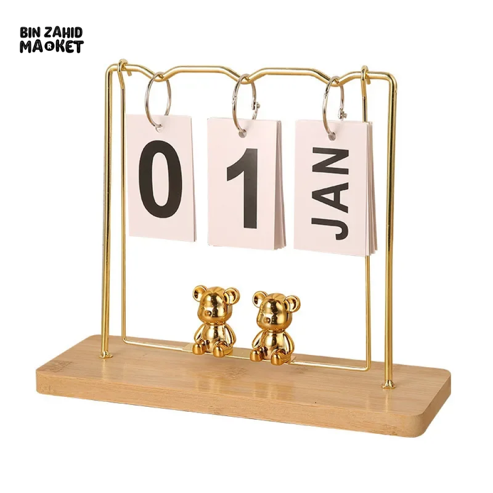 NORDIC WOODEN FLIP-PAGE DESKTOP CALENDAR MINI DECOR FOR HOME BEDROOM OFFICE & ENTRANCE