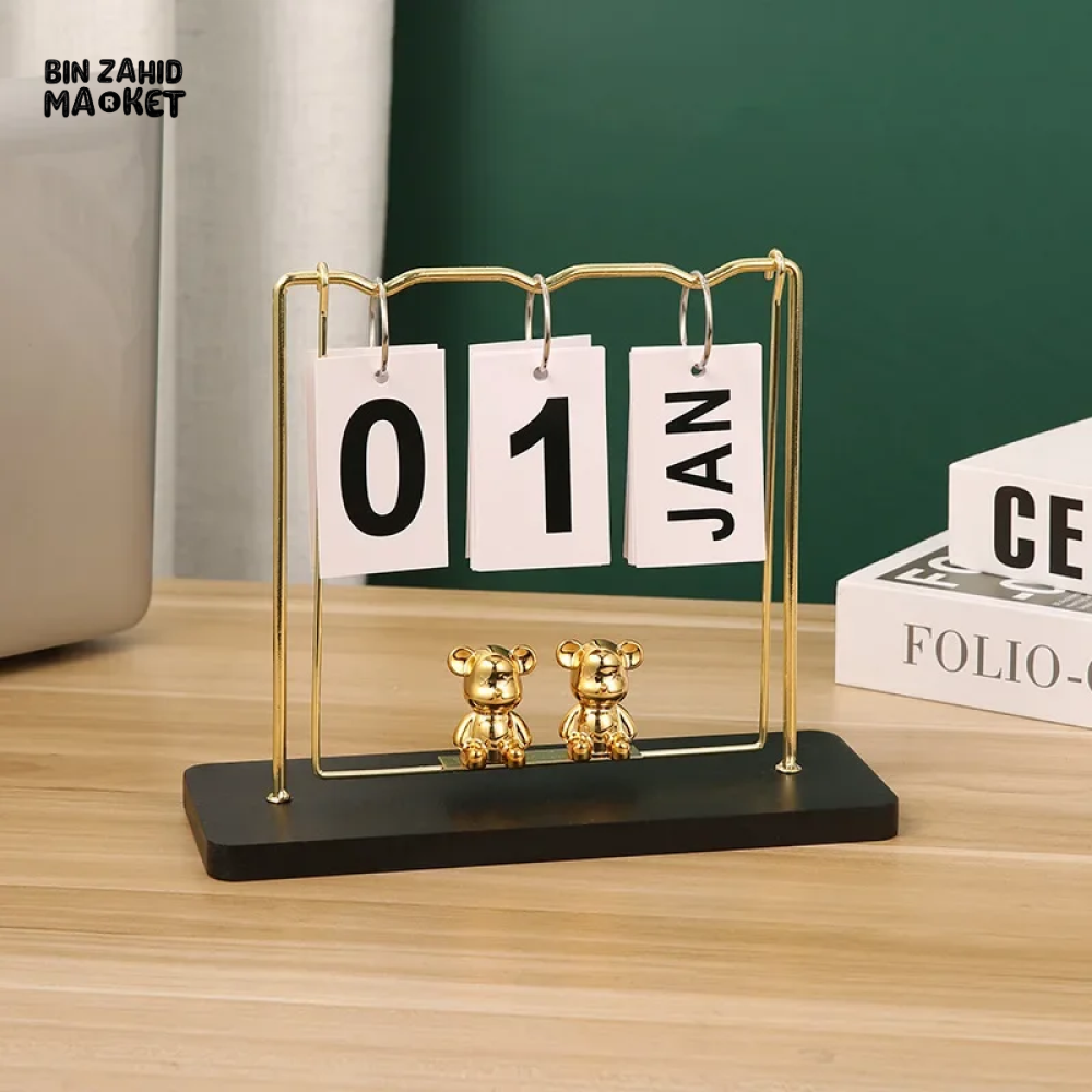 NORDIC WOODEN FLIP-PAGE DESKTOP CALENDAR MINI DECOR FOR HOME BEDROOM OFFICE & ENTRANCE