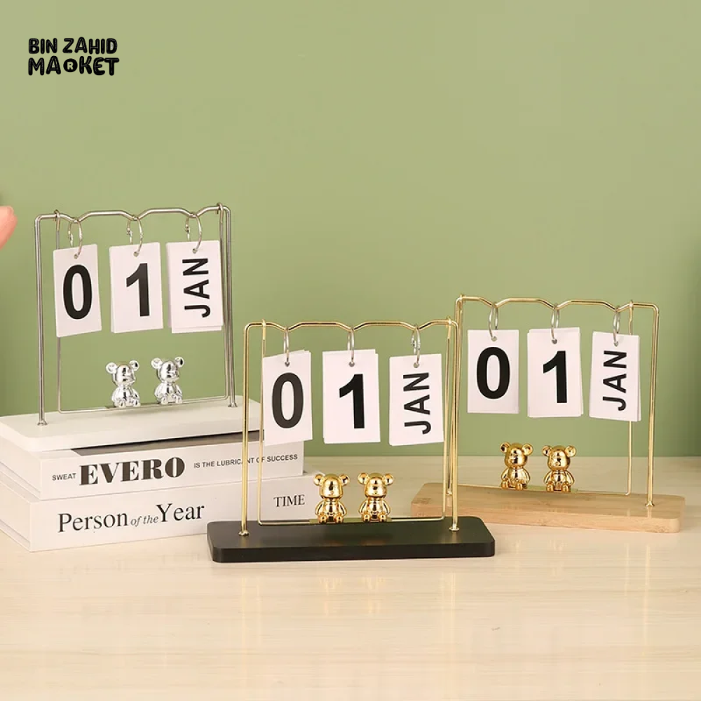 NORDIC WOODEN FLIP-PAGE DESKTOP CALENDAR MINI DECOR FOR HOME BEDROOM OFFICE & ENTRANCE