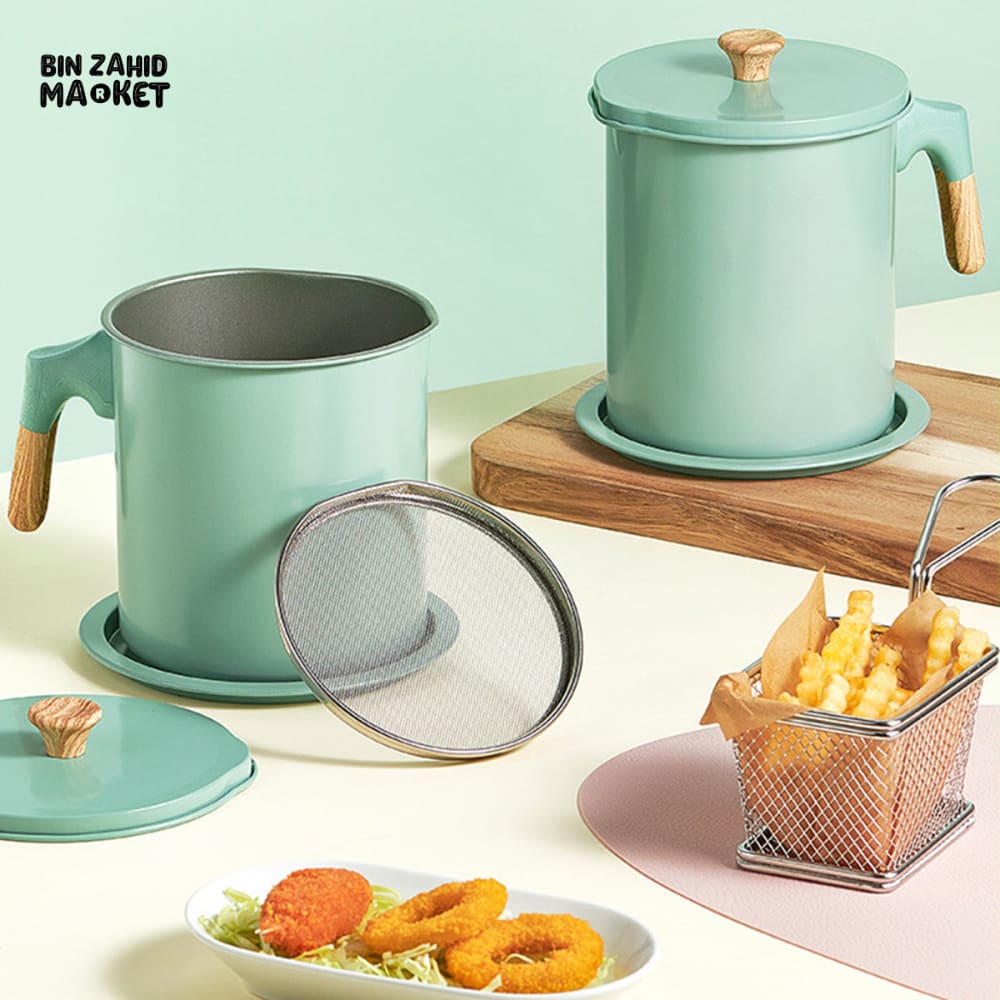 OIL FILTER POT WITH WOODEN HANDLE