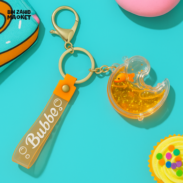 OIL FLOATING FISH MOON KEYCHAIN – BUBBLE STRAP BAG CHARM - Key Holders