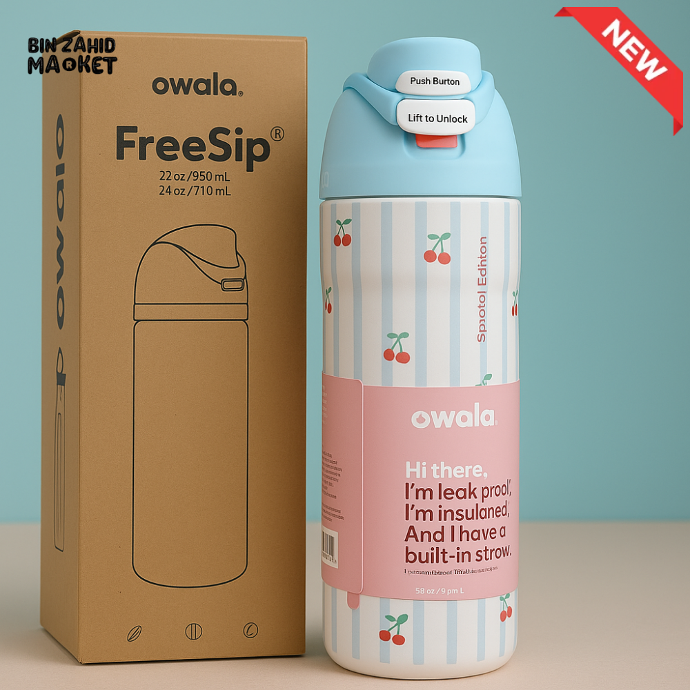 OWALA FREESIP 24OZ WATER BOTTLE - CHERRY STRIPES