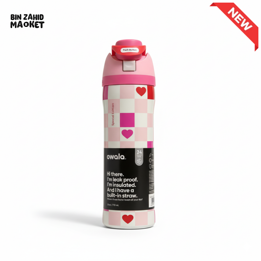 OWALA FREESIP 24OZ WATER BOTTLE - CHESS HEARTS