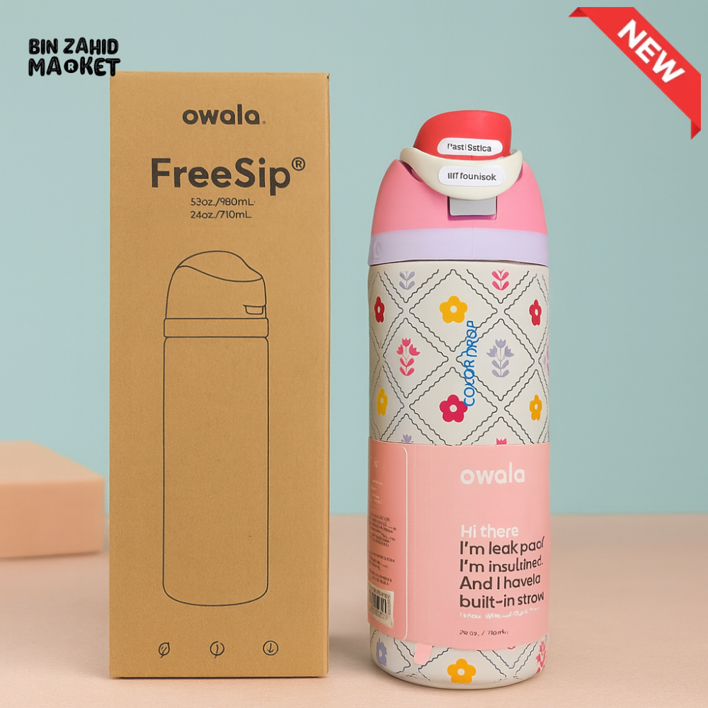 OWALA FREESIP 24OZ WATER BOTTLE - FLORAL PINK