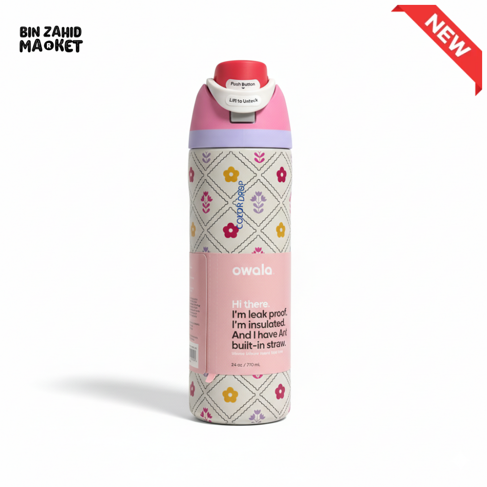 OWALA FREESIP 24OZ WATER BOTTLE - FLORAL PINK