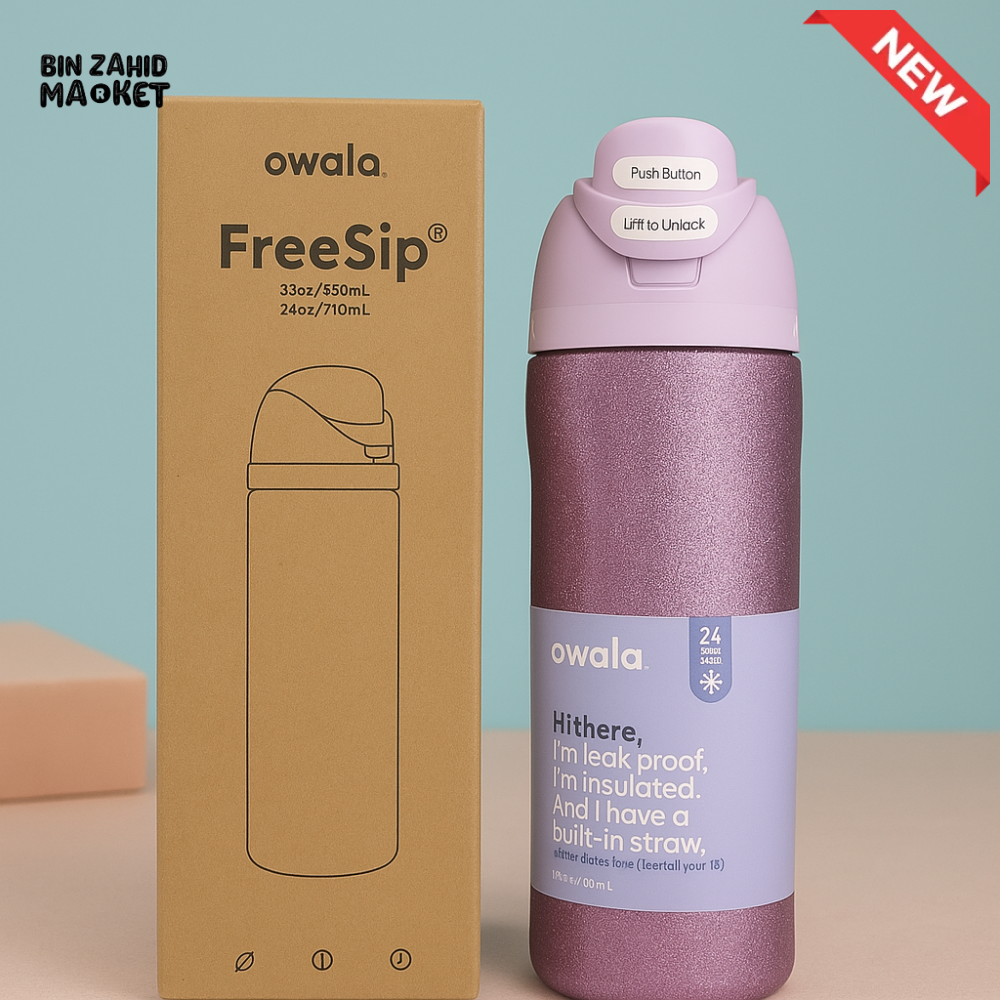 OWALA FREESIP 24OZ WATER BOTTLE - GLITTER PURPLE