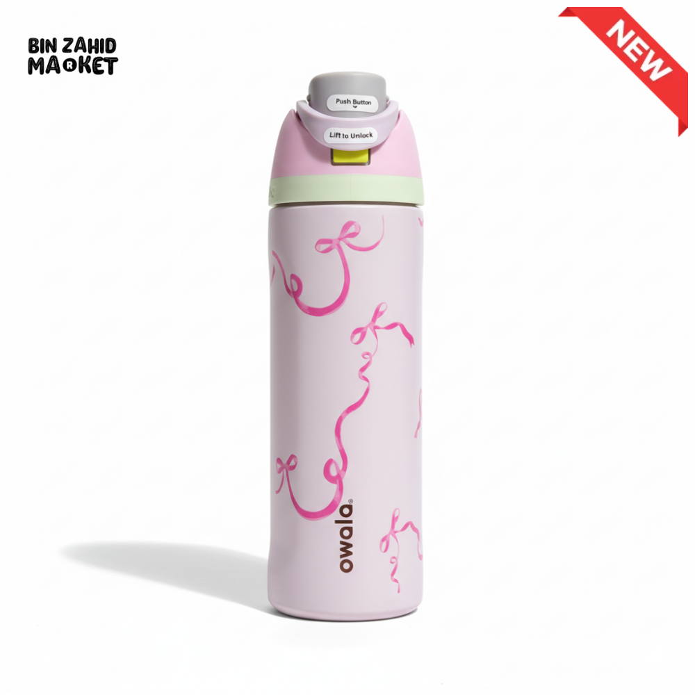 OWALA FREESIP 24OZ WATER BOTTLE - PINK RIBBON WAVES