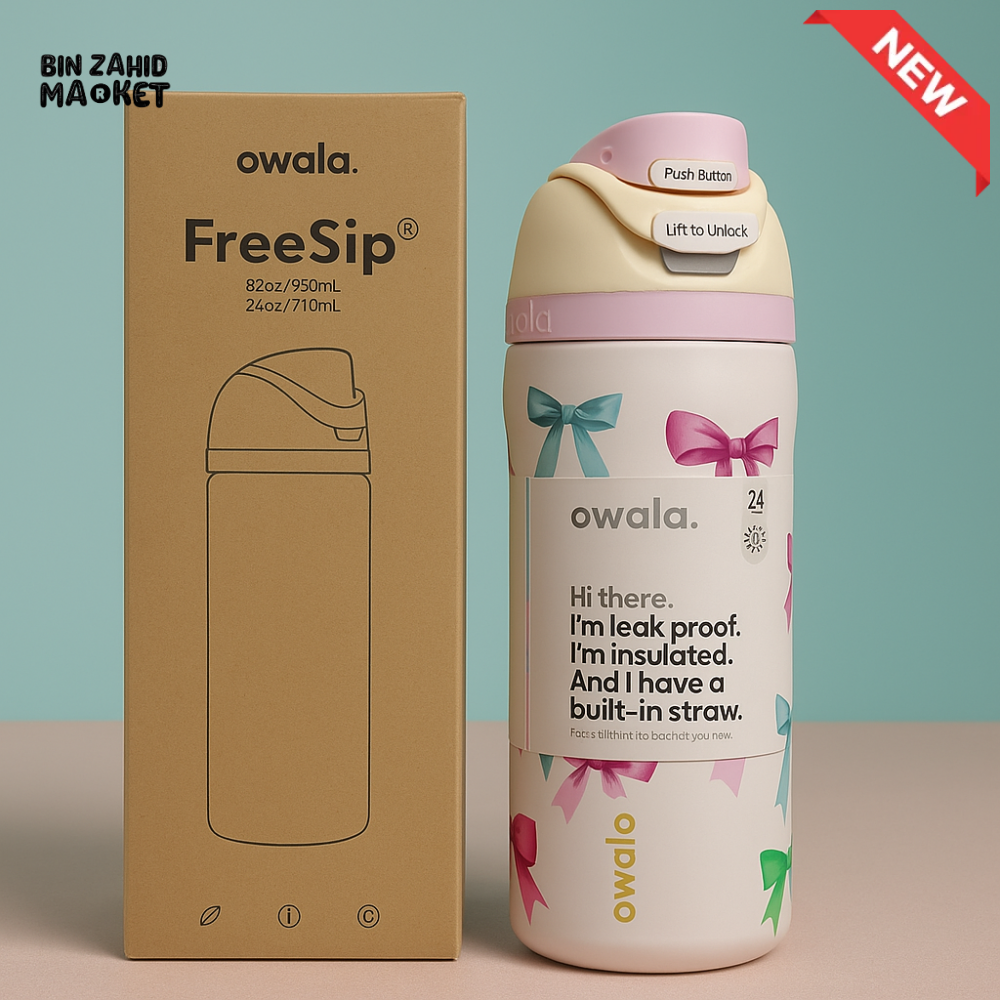 OWALA FREESIP 24OZ WATER BOTTLE - RIBBON WHITE