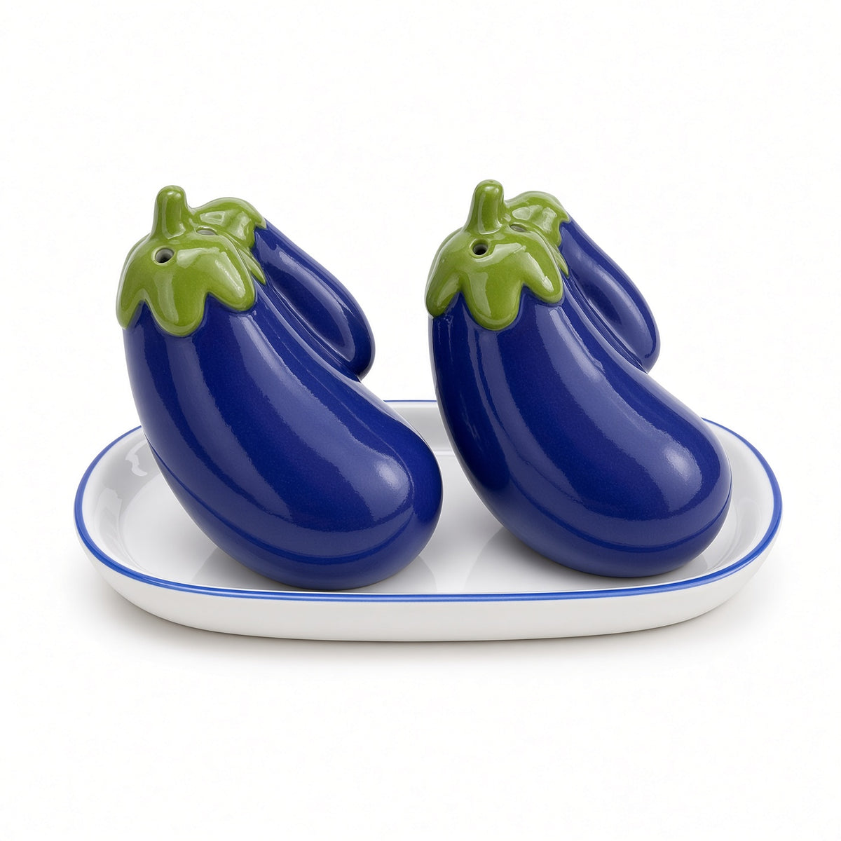 Kitchlux Ceramic Salt and Pepper Shakers - Eggplant Blue