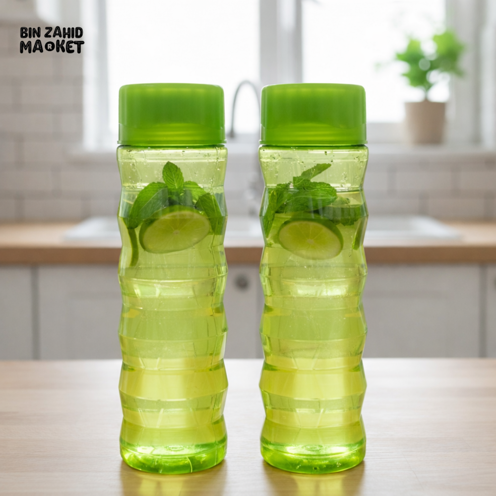 PACK OF 2 BPA-FREE WATER BOTTLE SET – ERGONOMIC WAVE DESIGN LEAK-PROOF KITCHEN & DAILY USE