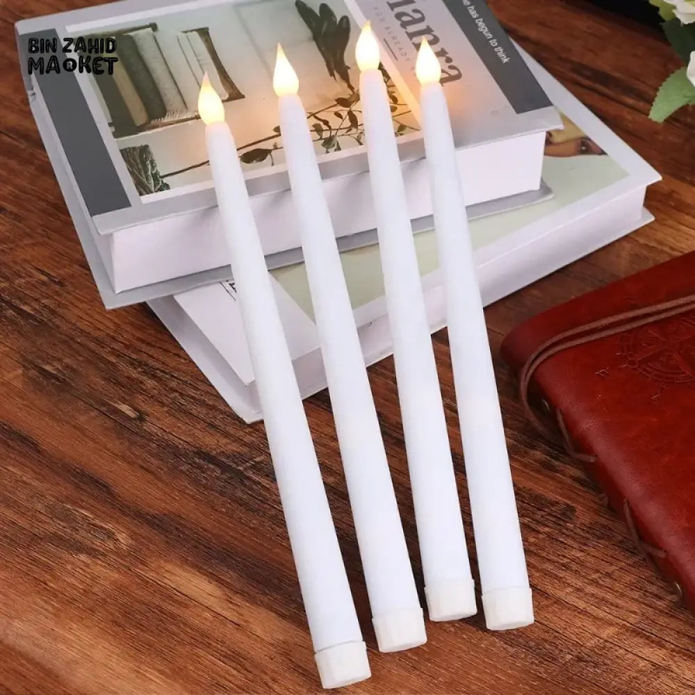 PACK OF 3 LED FLAMELESS 3D TAPER CANDLES – LONG POLE BATTERY TEALIGHTS FOR PARTY & HOME DECOR