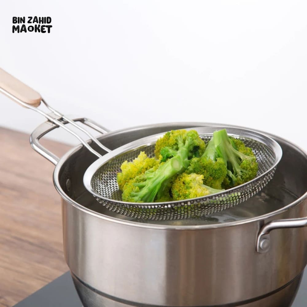 PACK OF 3 STRAINER WITH WOODEN HANDLE