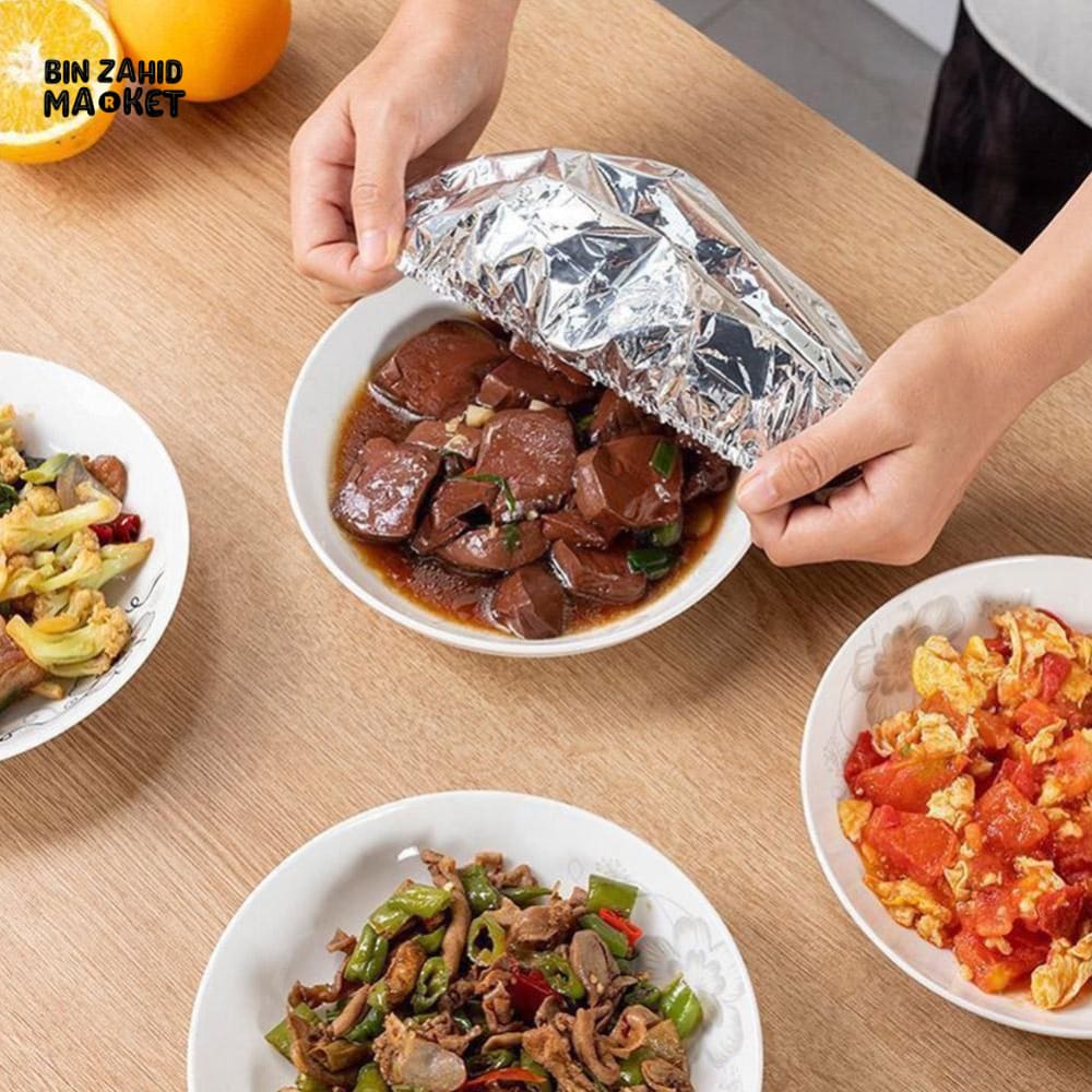 PACK OF 30 FOOD GRADE ALUMINUM FOIL COVERS – REUSABLE FOOD INSULATION & STORAGE LIDS FOR COOKING AND KITCHEN USE