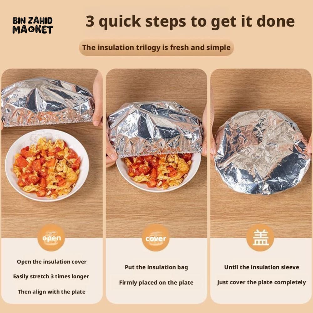 PACK OF 30 FOOD GRADE ALUMINUM FOIL COVERS – REUSABLE FOOD INSULATION & STORAGE LIDS FOR COOKING AND KITCHEN USE