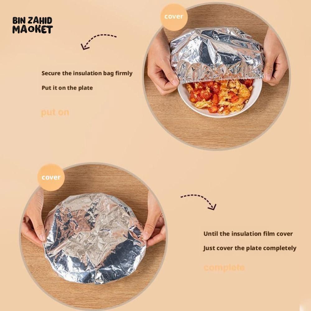 PACK OF 30 FOOD GRADE ALUMINUM FOIL COVERS – REUSABLE FOOD INSULATION & STORAGE LIDS FOR COOKING AND KITCHEN USE