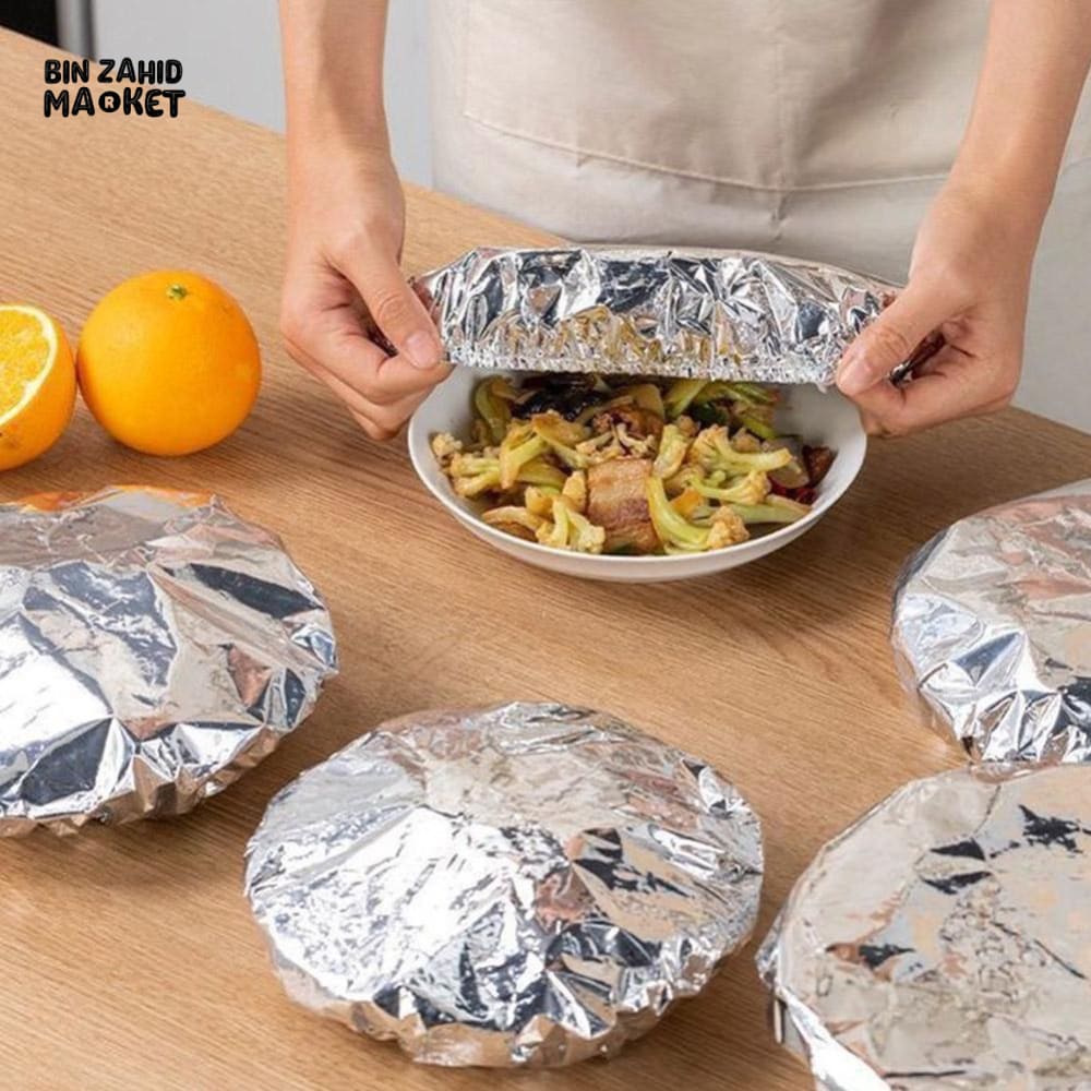 PACK OF 30 FOOD GRADE ALUMINUM FOIL COVERS – REUSABLE FOOD INSULATION & STORAGE LIDS FOR COOKING AND KITCHEN USE