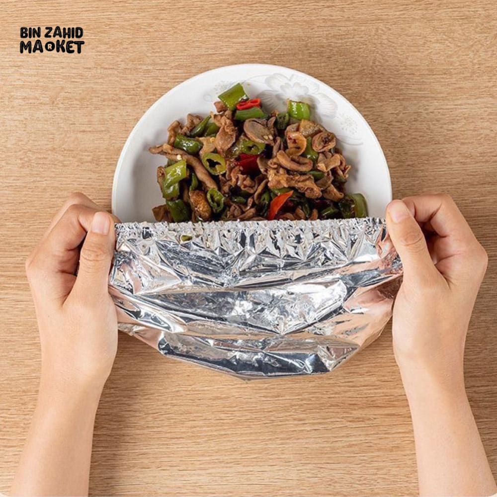 PACK OF 30 FOOD GRADE ALUMINUM FOIL COVERS – REUSABLE FOOD INSULATION & STORAGE LIDS FOR COOKING AND KITCHEN USE