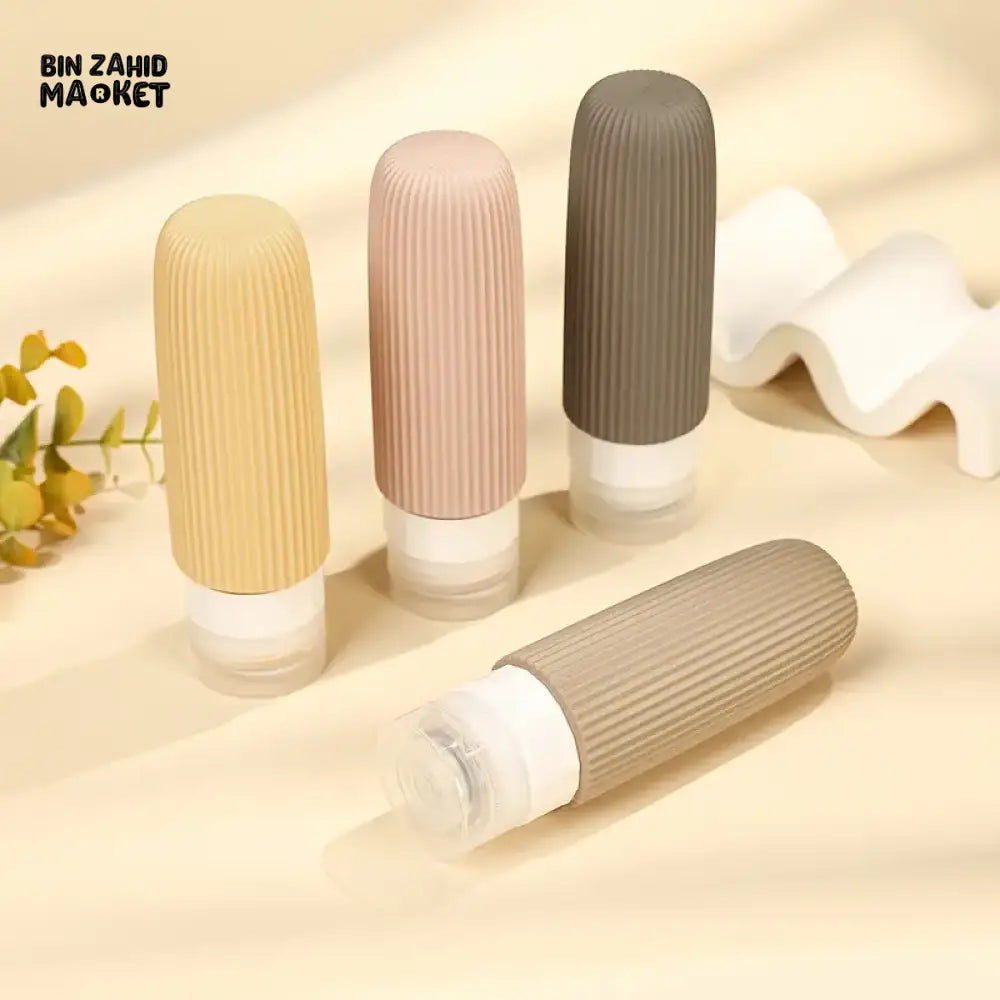 PACK OF 4 SILICONE TRAVEL BOTTLES PORTABLE BPA FREE LEAK PROOF CONTAINERS