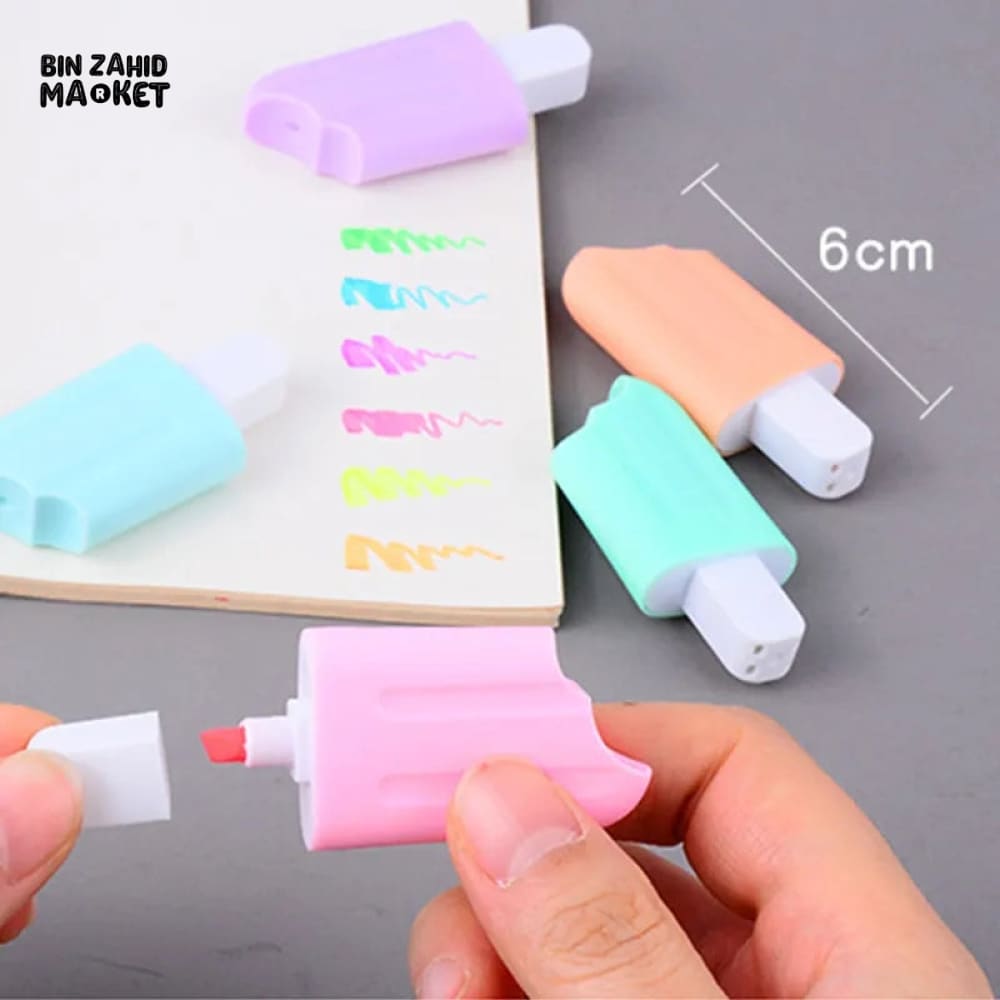 PACK OF 6 ICE CREAM SHAPE HIGHLIGHTERS