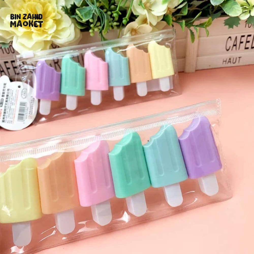 PACK OF 6 ICE CREAM SHAPE HIGHLIGHTERS