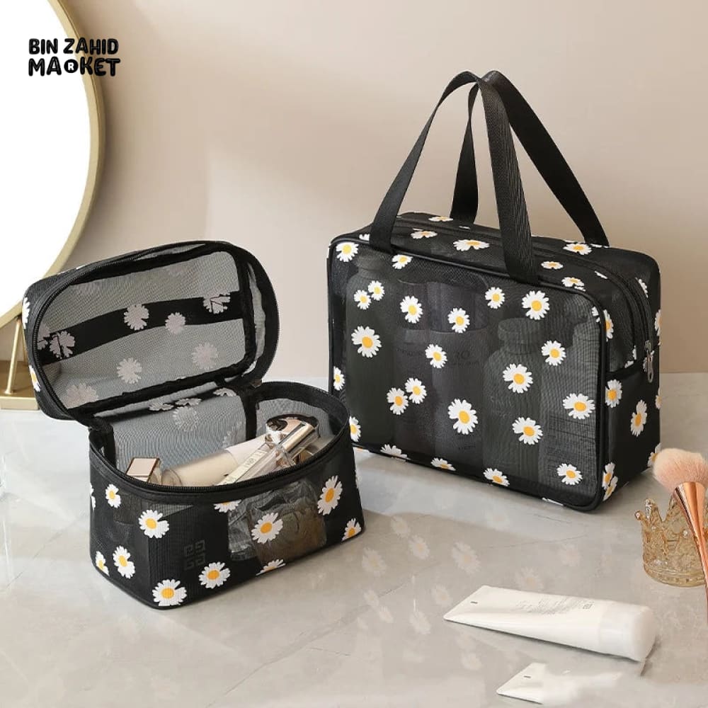 PAIR OF MESH MAKEUP BAG