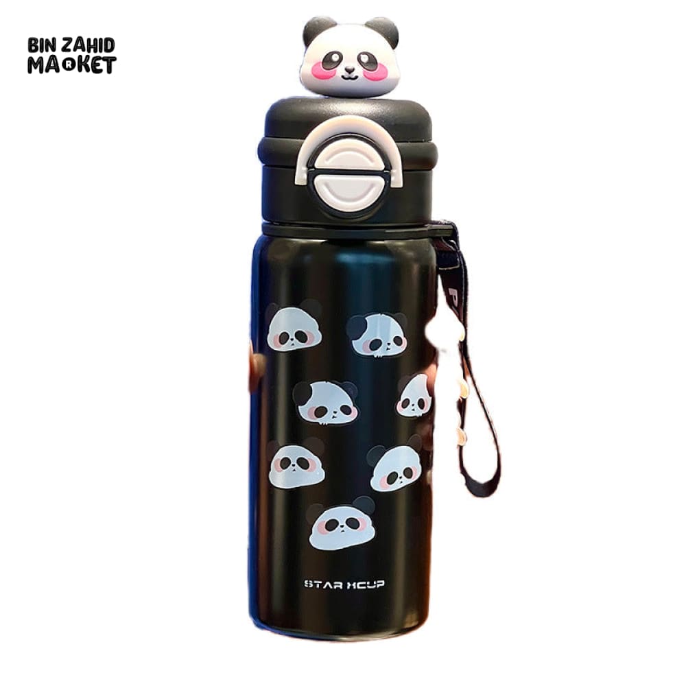 PANDA 550ML STAINLESS STEEL THERMOS CUP WITH STRAW 6–12H THERMAL INSULATION
