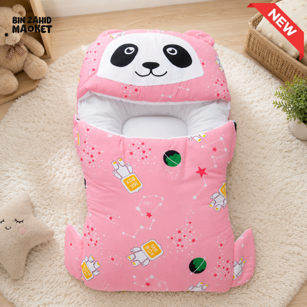 PANDA PRINT COTTON POLYESTER BABY CARRY NEST - PINK