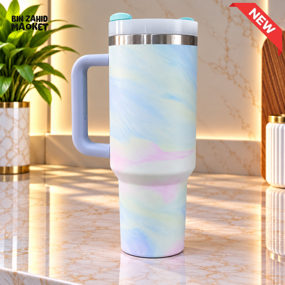 PASTEL MULTICOLOR STAINLESS STEEL INSULATED TRAVEL TUMBLER WITH HANDLE 40OZ
