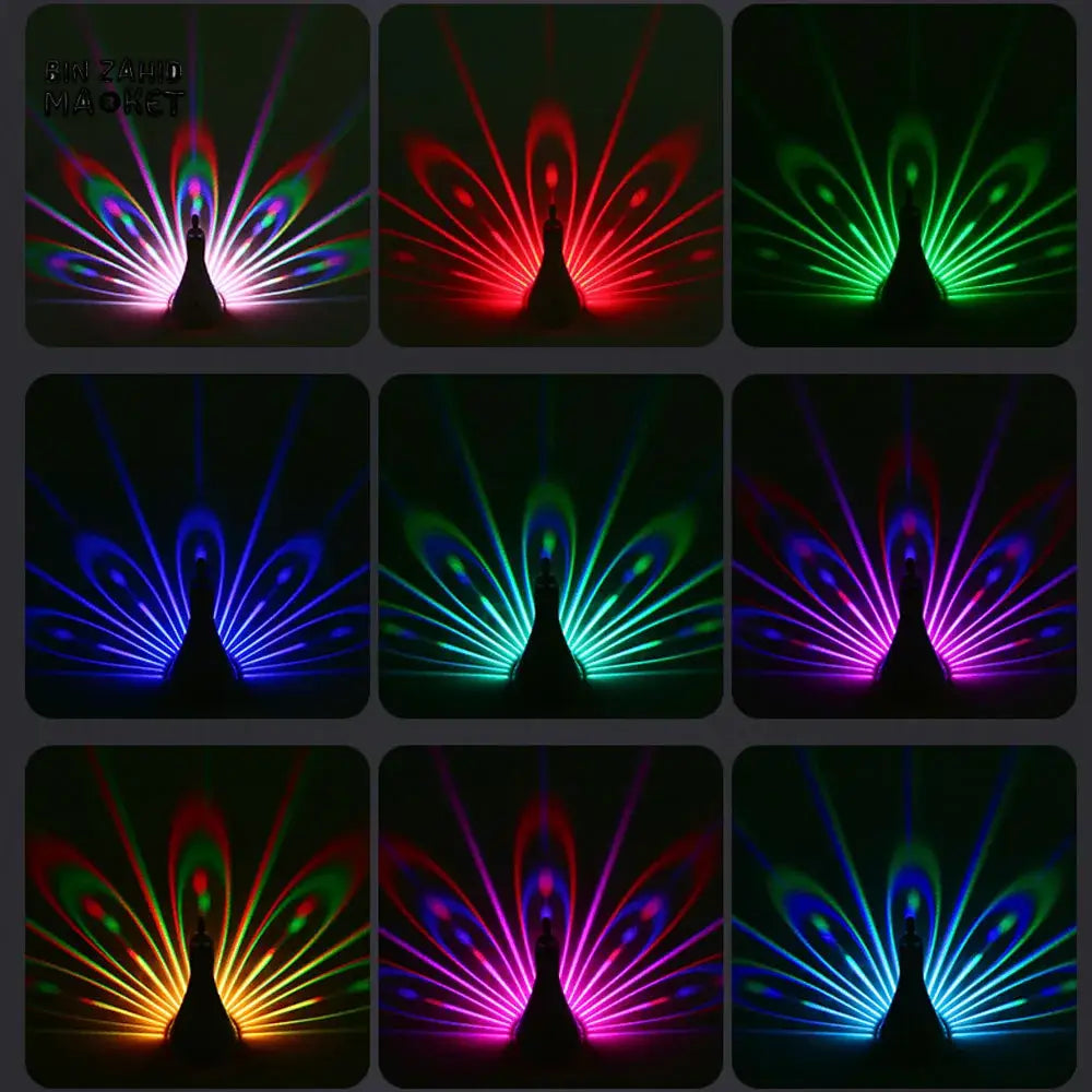 PEACOCK WALL LIGHT – COLORFUL 3D AMBIENT LED WALL LAMP FOR BEDROOM & LIVING ROOM