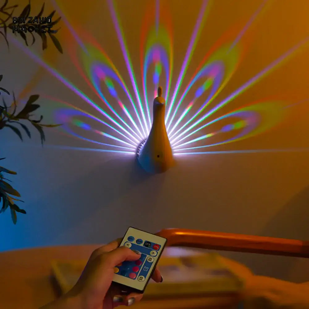 PEACOCK WALL LIGHT – COLORFUL 3D AMBIENT LED WALL LAMP FOR BEDROOM & LIVING ROOM