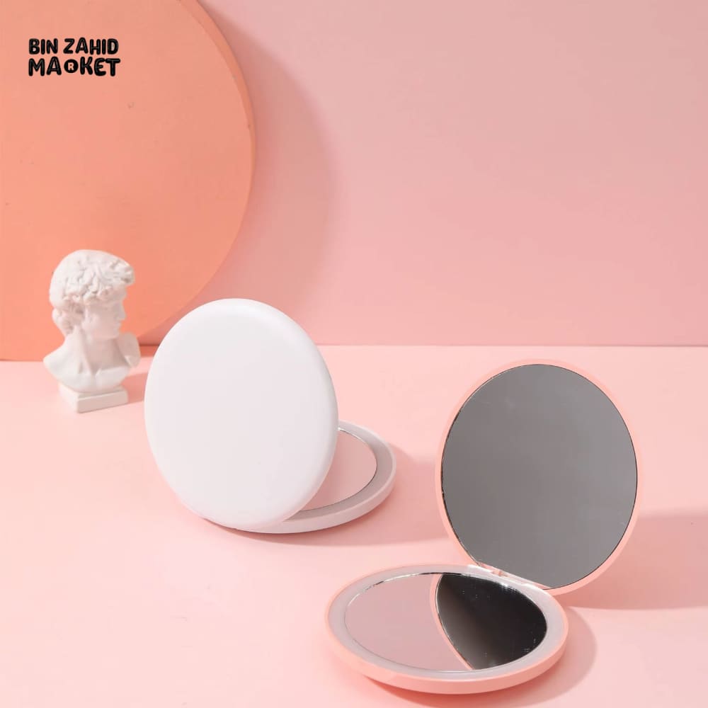 PERSONALISED SMALL LED COMPACT MIRROR – 2-SIDED FOLDABLE POCKET MAKEUP MIRROR