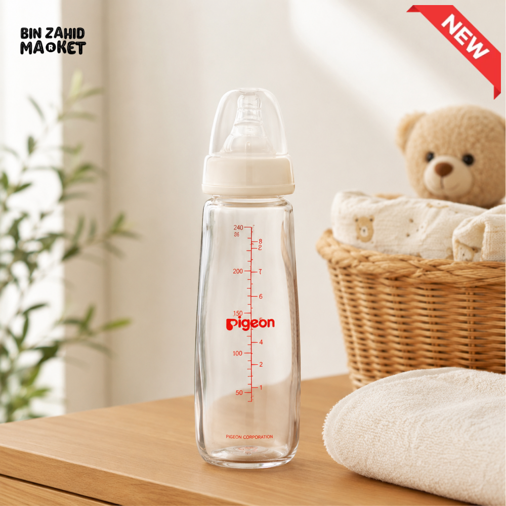 PIGEON NURSING BOTTLE WITH PERISTALTIC NIPPLE (GLASS)