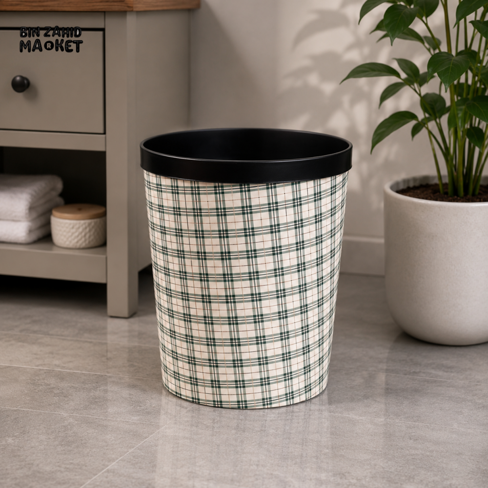 PLAID PATTERN MULTIPURPOSE WASTEBASKET - Bins & Waste Baskets