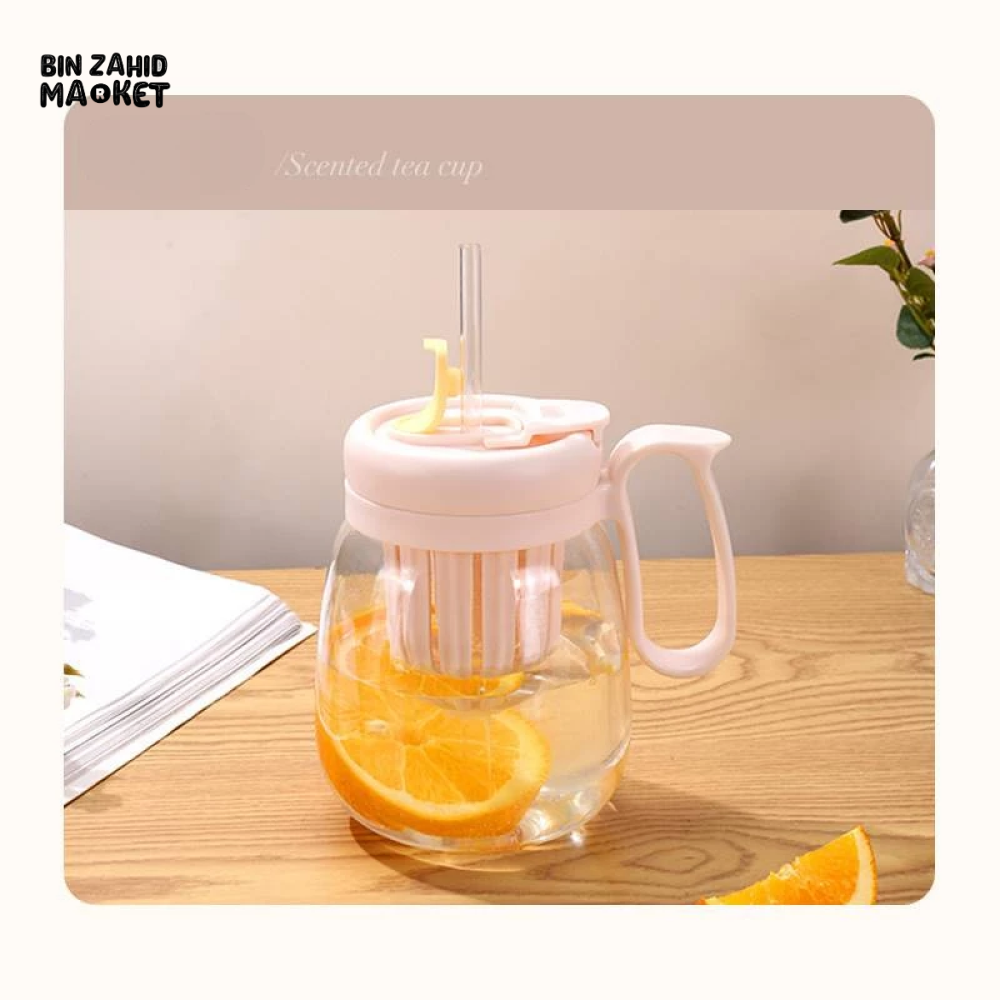 PLASTIC WATER CUP 850ML – LARGE CAPACITY BUILT-IN FILTER DROP & HEAT RESISTANT