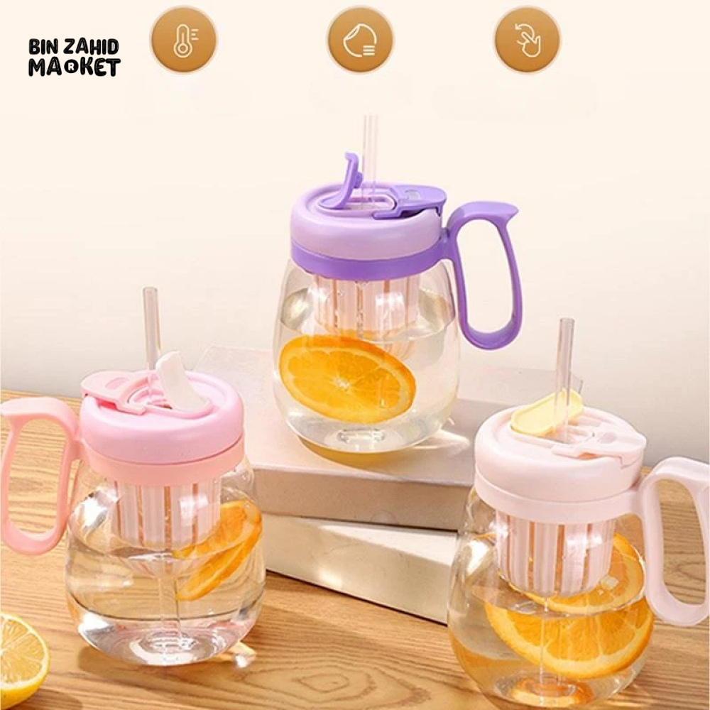 PLASTIC WATER CUP 850ML – LARGE CAPACITY BUILT-IN FILTER DROP & HEAT RESISTANT