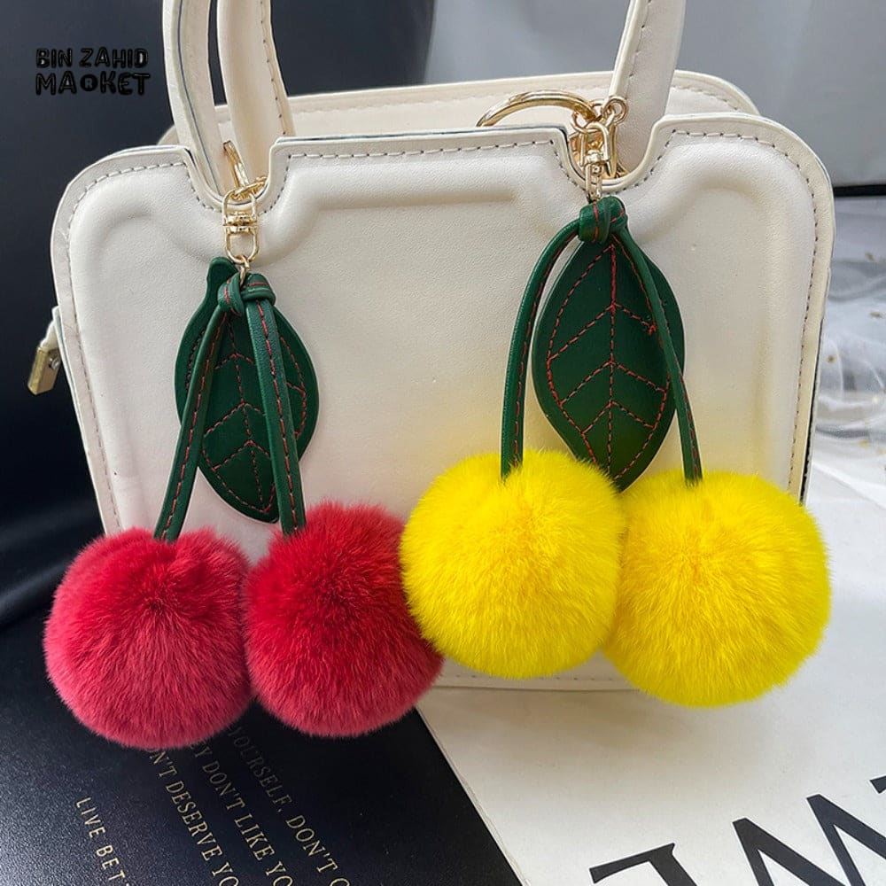 PLUSH CHERRY TOY KEYCHAIN – BACKPACK DECORATION & CAR KEY HOLDER