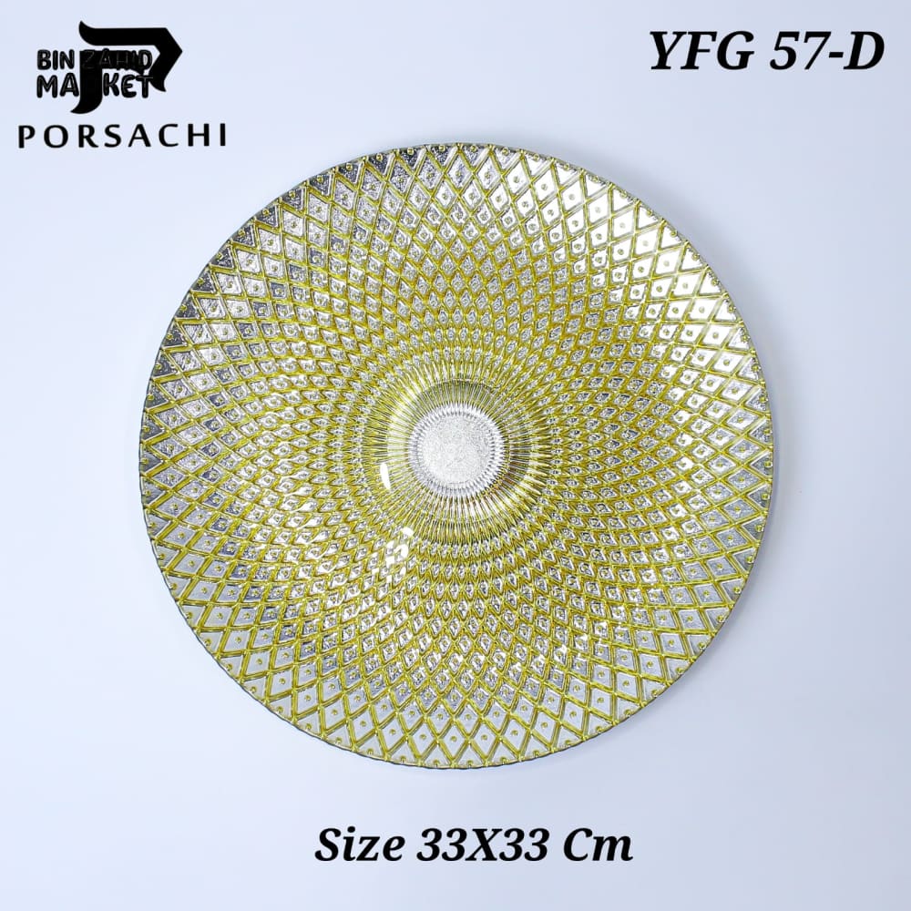 PORSACHI LUXURY GOLD & SILVER CHARGER PLATE – 33CM ROUND DINING TABLE DECOR ELEGANT DINNERWARE SERVING PLATE FOR KITCHEN & HOME DECOR