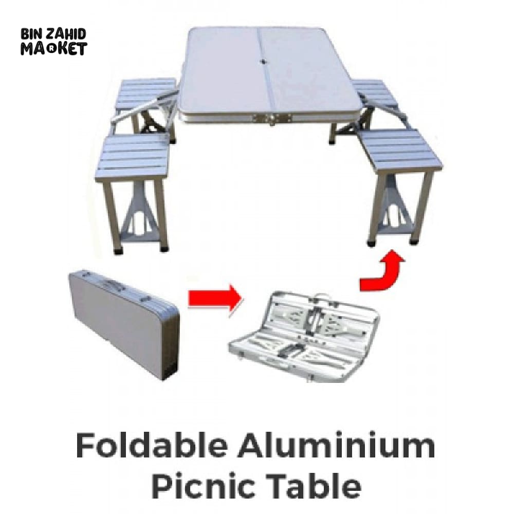 PORTABLE ALUMINUM PICNIC TABLE WITH 4 SEATS