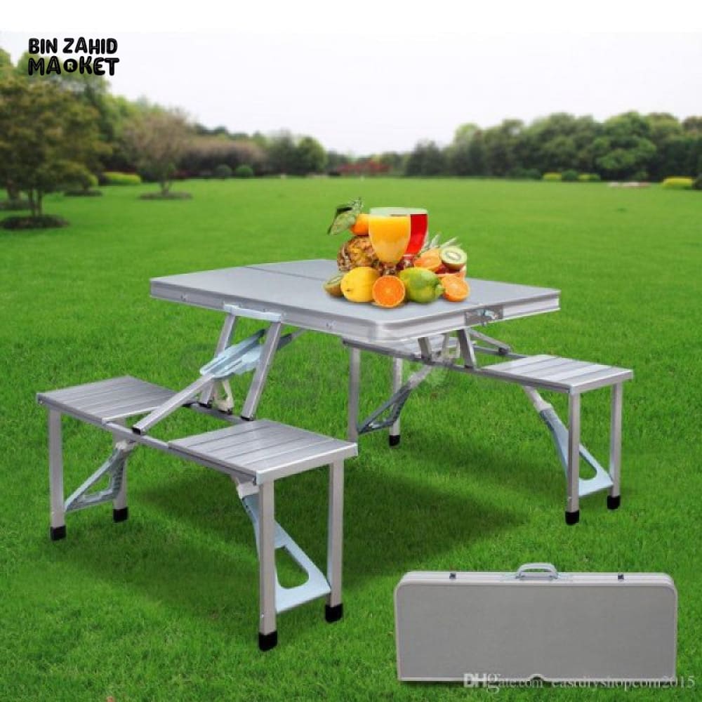 PORTABLE ALUMINUM PICNIC TABLE WITH 4 SEATS