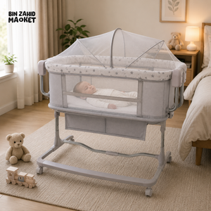PORTABLE BABY BEDSIDE CRIB - WHITE