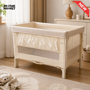 PORTABLE BABY BEDSIDE SLEEPER COT - BEIGE