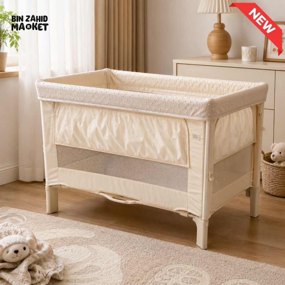 PORTABLE BABY BEDSIDE SLEEPER COT - BEIGE