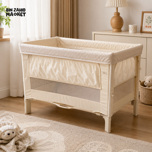 PORTABLE BABY BEDSIDE SLEEPER COT - BEIGE