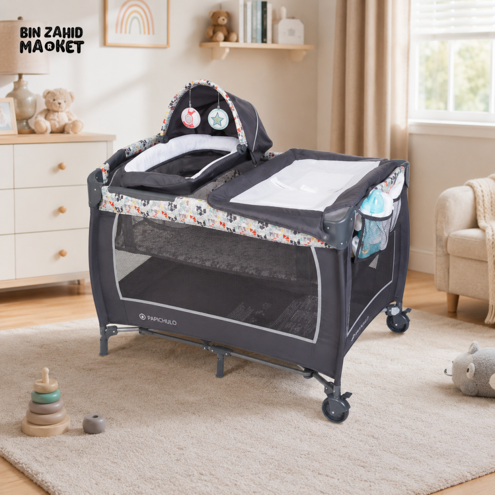 PORTABLE BABY PLAYPEN COT WITH CHANGING TABLE