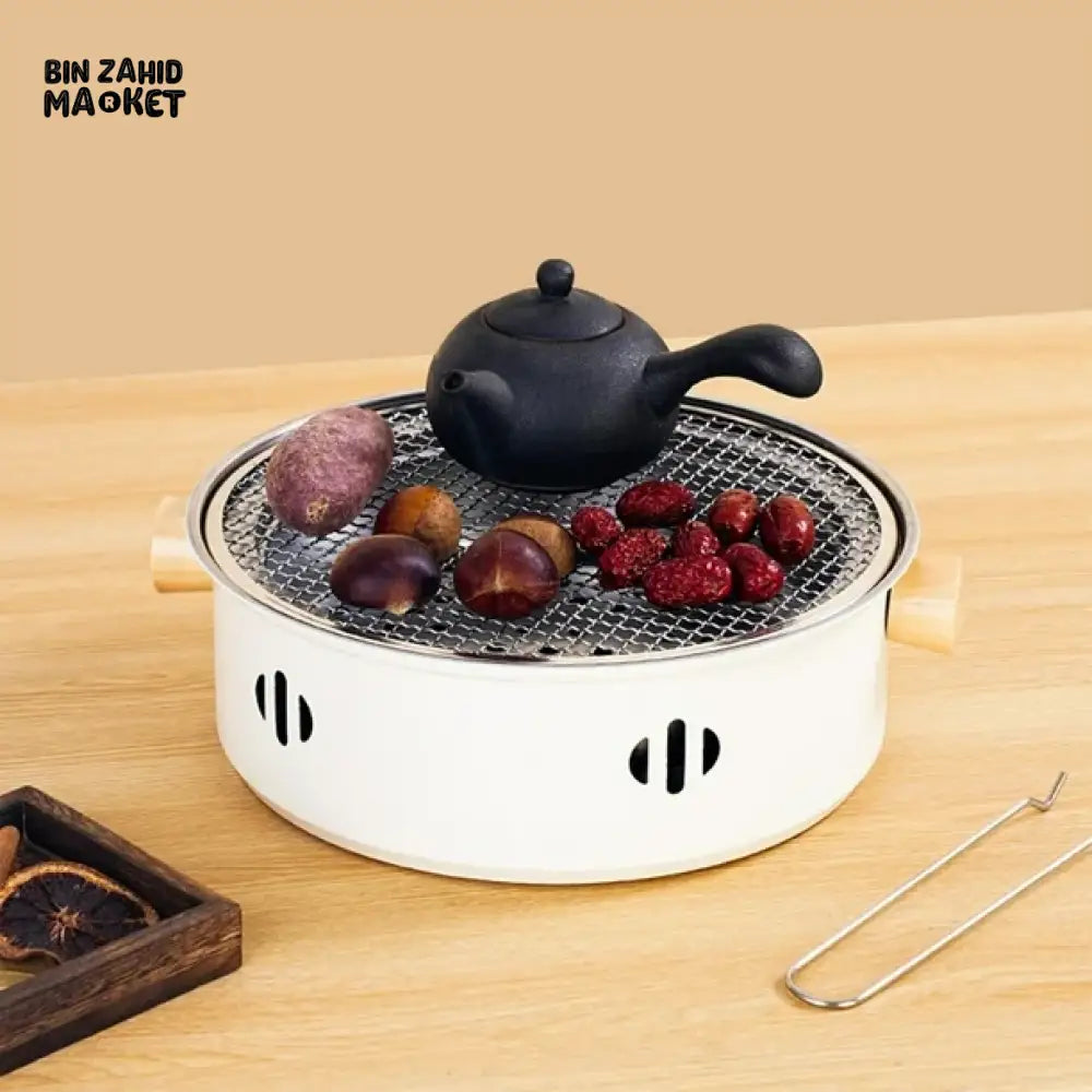 PORTABLE CHARCOAL GRILL & TEA COOKER – OUTDOOR BBQ STOVE, NO POWER NEEDED