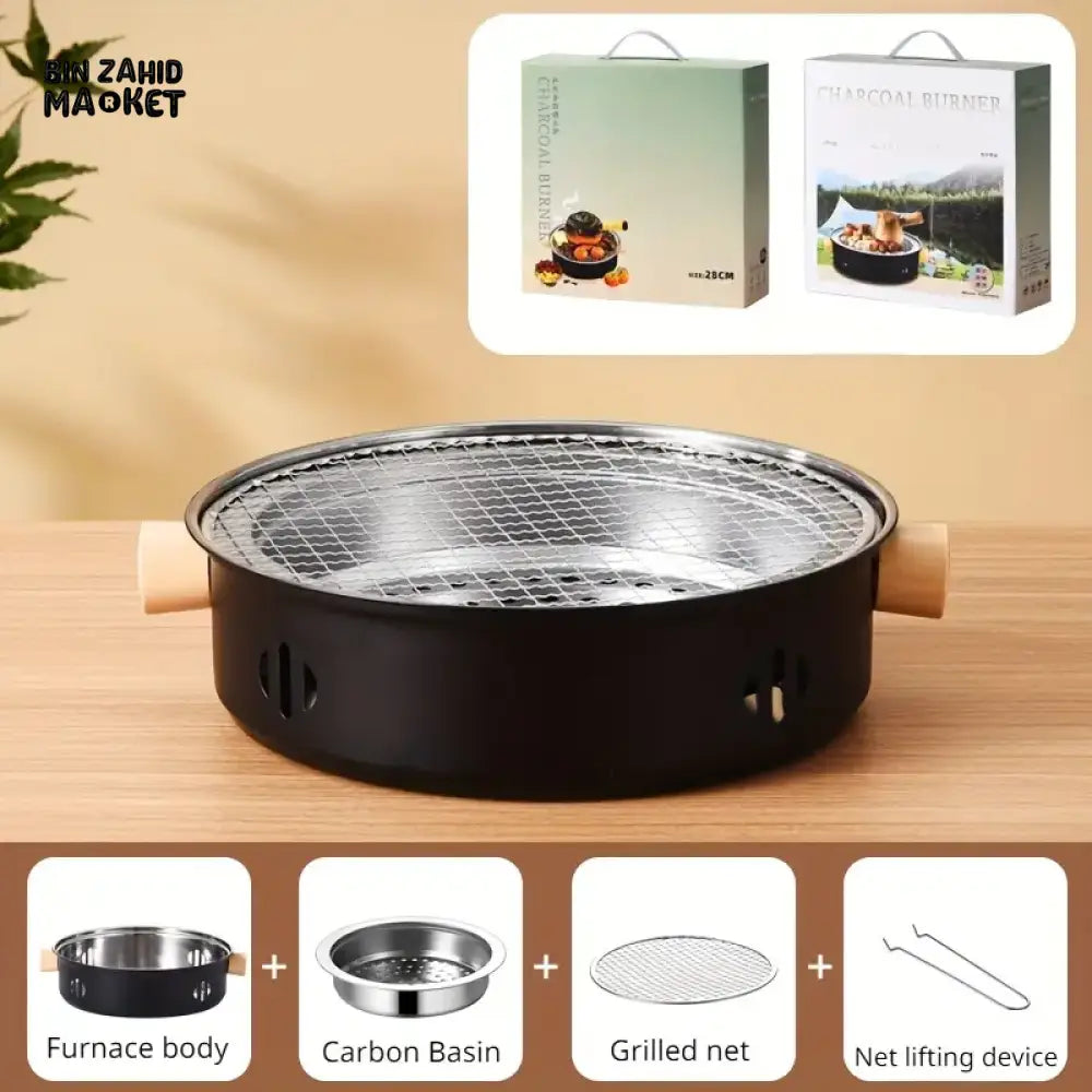 PORTABLE CHARCOAL GRILL & TEA COOKER – OUTDOOR BBQ STOVE, NO POWER NEEDED