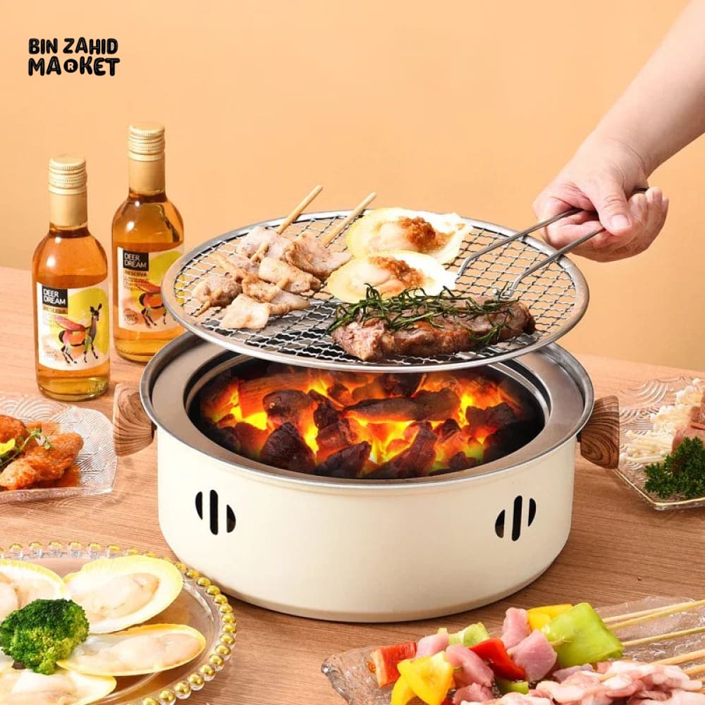 PORTABLE CHARCOAL GRILL & TEA COOKER – OUTDOOR BBQ STOVE, NO POWER NEEDED